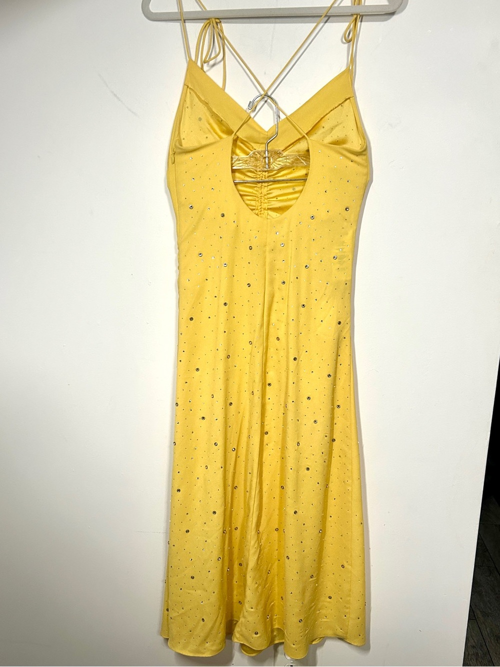 Sandro Crystal Embellished Ruched Crepe Midi Dress EU 36/US 4 - Picture 6 of 10